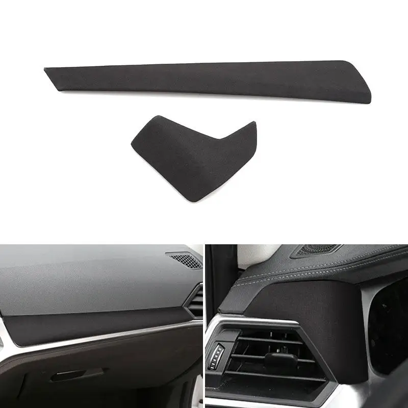 

For BMW 3 Series G20 G28 2019 2020 2021 LHD ABS + Suede Leather Car Center Dashboard Panel Passenger Side Cover Strips Trim