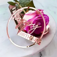 Unique Gold Happy Birthday Cake Toppers Rose Gold Circle Acrylic Kids Birthday Cake Topper for Baby Birthday Dessert Decoration