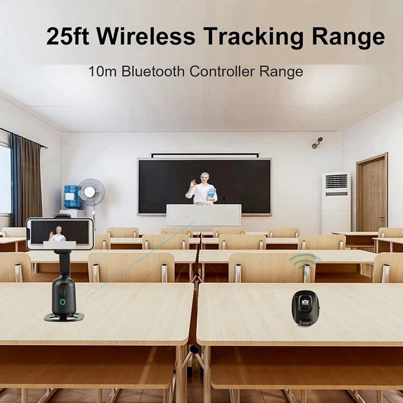 حامل ثلاثي القوائم لتتبع الوجه التلقائي الذكي AI Gimbal، 360 درجة °   الدورية مع جهاز التحكم عن بعد والإيماءات لتسجيل الفيديو، وTiktok، ومدونة الفيديو