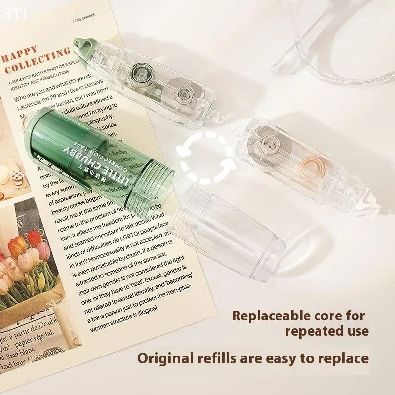 Cute Dots Glue Tape Double-Sided Adhesive Roller Pushable&Refillable For Kids Girls DIY Photo Album School Stationery Supplies