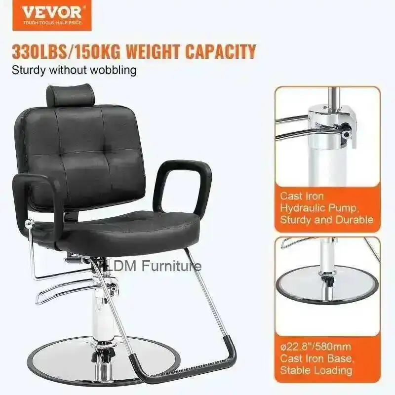 360° Swivel Barber Max Hair Load with Weight Salon 330 Lbs Chair Black Footrest Hydraulic for Chair Beauty Spa Shampoo