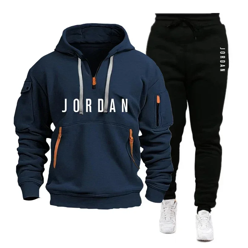 Bild 5: 2026 Herbst und Winter Neues Modisches Herren-Freizeitset mit Mehrfach-Taschen Reißverschluss-Kapuzenpullover und Outdoor-Jogging-Sporthose
