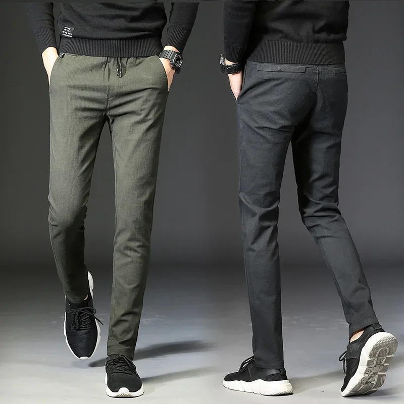 MRMT 2024 Brand New Men's Trousers Elastic Waist Tether Casual Pants for Malepants Youth Elastic Slim Trouser