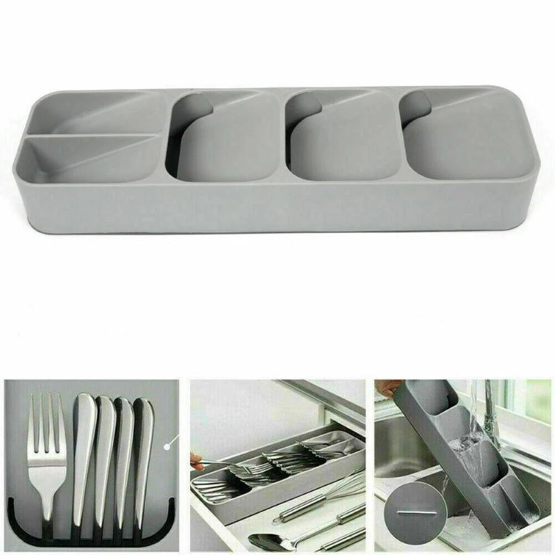 Kitchen Tableware Storage Box Cabinets Knife Fork Spoon Separation and Sorting Box Kitchen Drawer Tableware Storage Tray