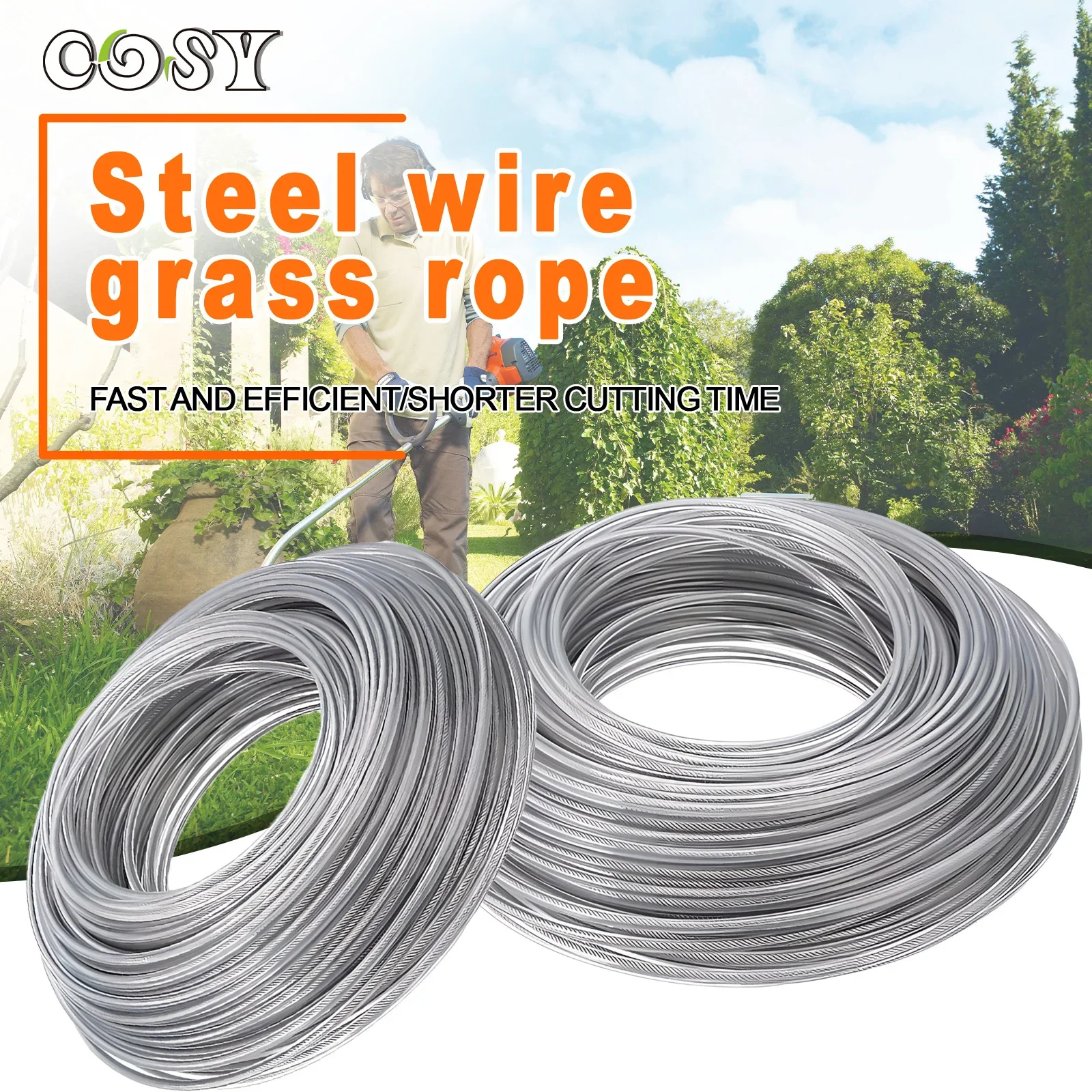 快適-ナイロンスチールストリングトリマースプールの交換、ガーデントリマー用ラウンドワイヤー、グラスストリマーライン、2.0、2.4、2.7、3.0、4.0x15m