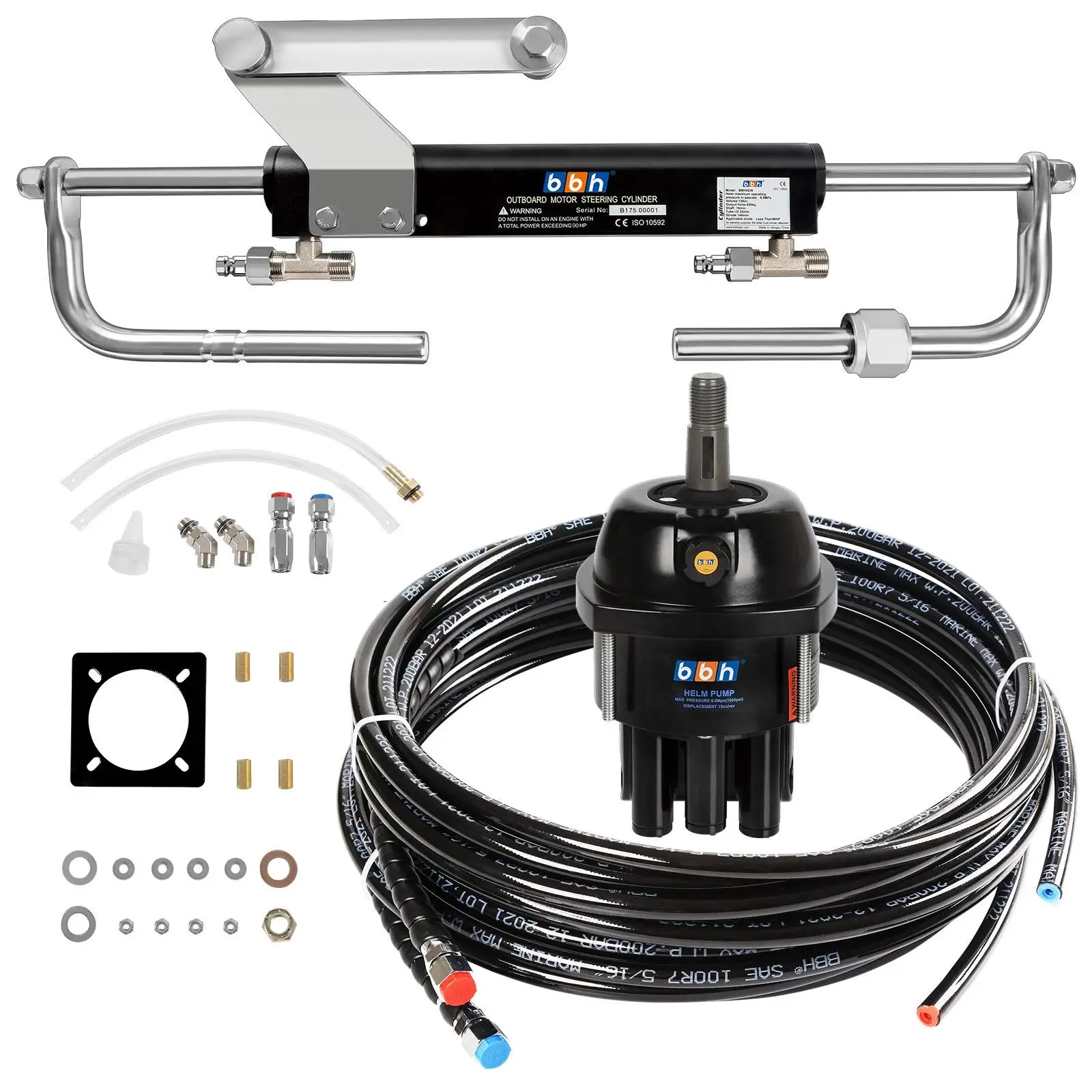 

Alloy Outboard Steering System Kit Hydraulic Steering Pump Marine Grade for Outboard Motor Yacht Control
