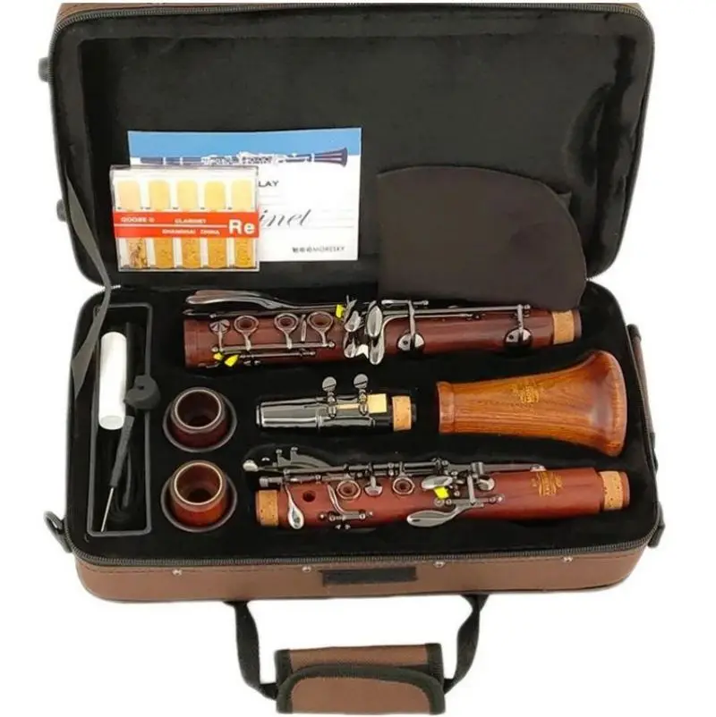 MORESKY Red Wood Professional Clarinet Bb Rosewood Black nickel plating Keys Solid Wood Sib Klarnet M18