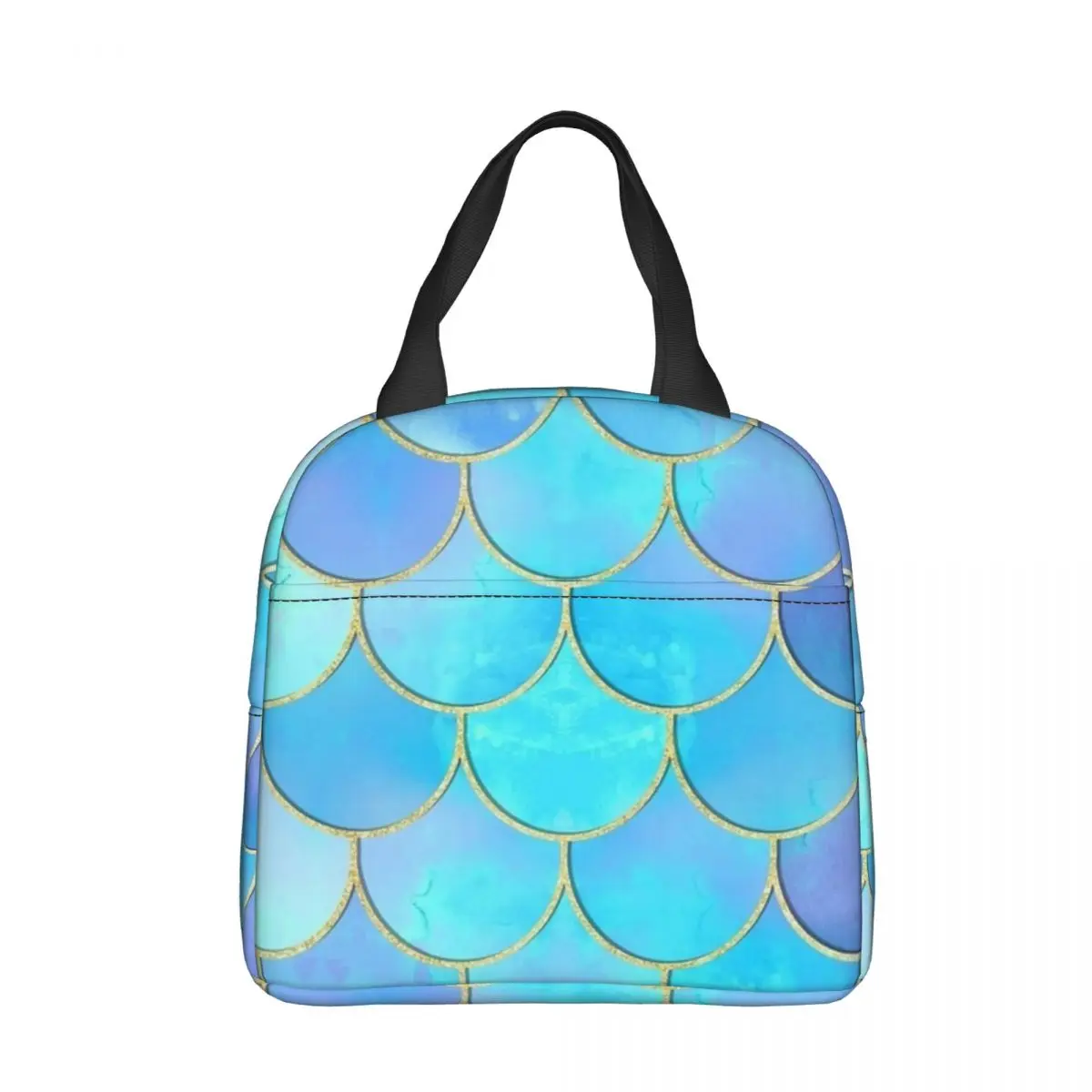 Glitter Mermaid Scales Print Insulated Lunch Bag Large Reusable Thermal Bag Tote Lunch Box Office Outdoor Food Storage Bags