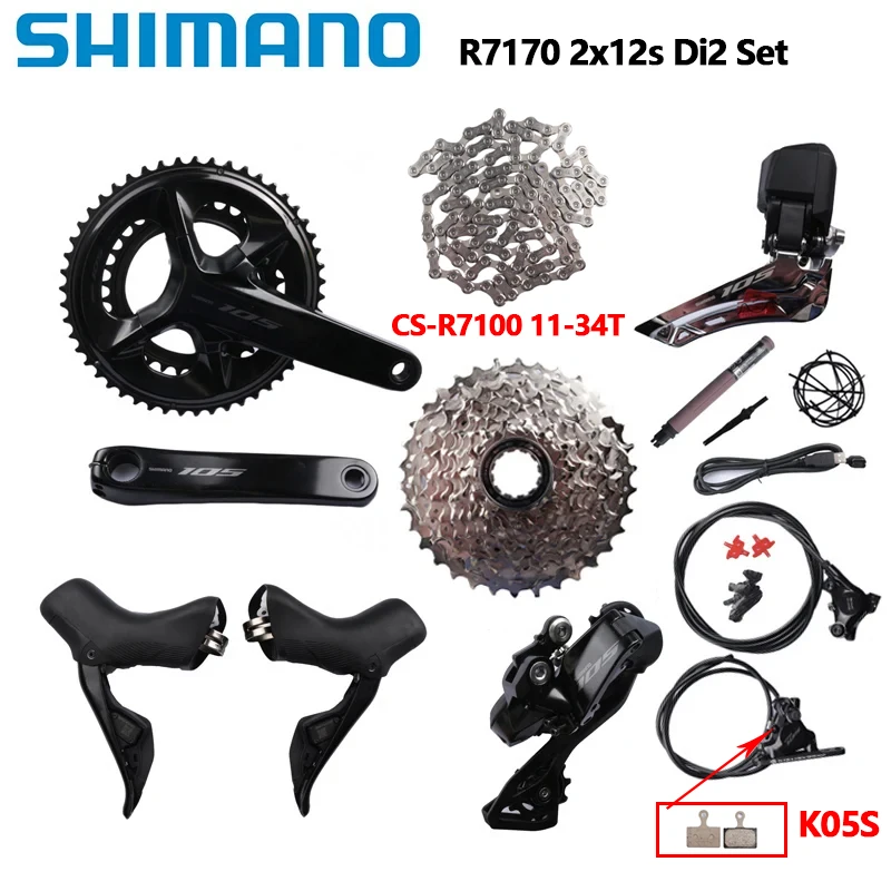 Shimano R7170 R7100 2x12S Di2 Road Group M7100 Chain R7150 Rear Derailleur R7100 Cassette 11-34T/11-36T 170MM 172.5MM 175MM