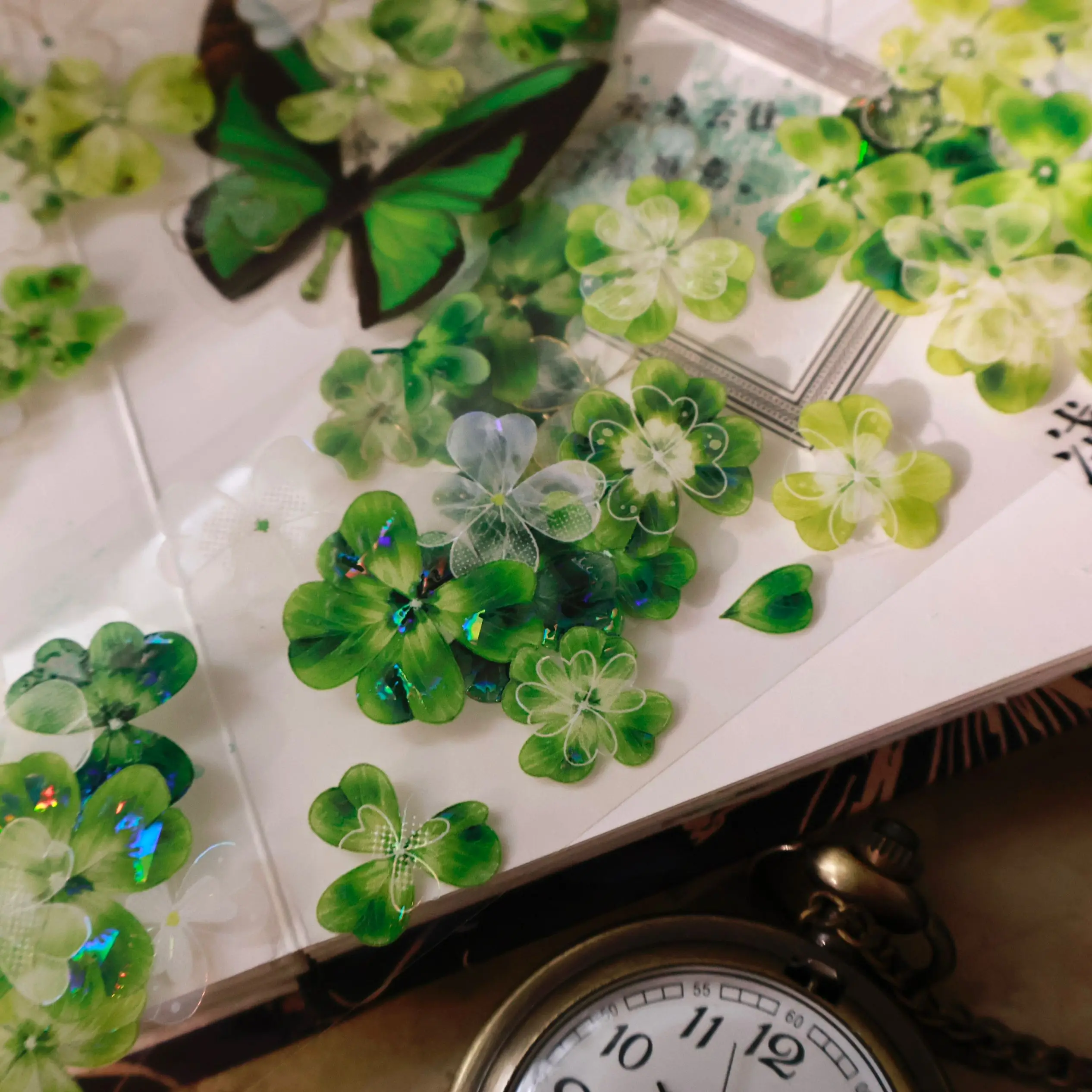 YiEr Studio Vintage Summer Forest Clover Washi PET Tape Planner DIY Card Making Scrapbooking Plan Decorative Sticker