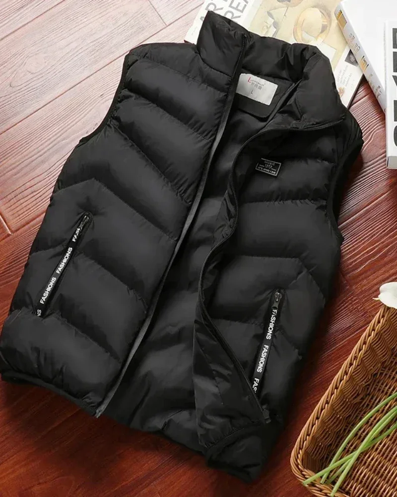 

Puffer Sleeveless Coats Mens Solid Color Down Jacket Winter Warm Vest Jacket Men Waistcoat Outwear Windbreaker Clothing