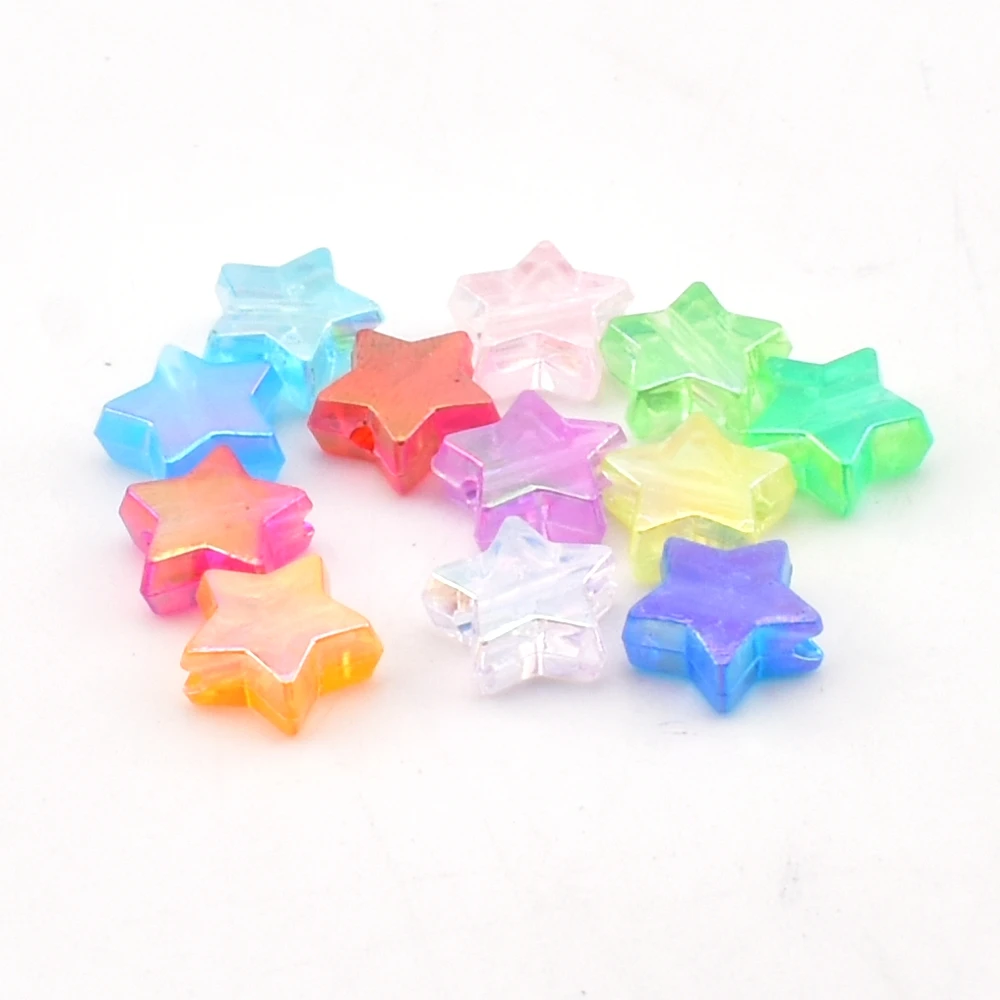 50pcs/lot 10mm acrylic AB colour star DIY material bead accessories for jewelry making