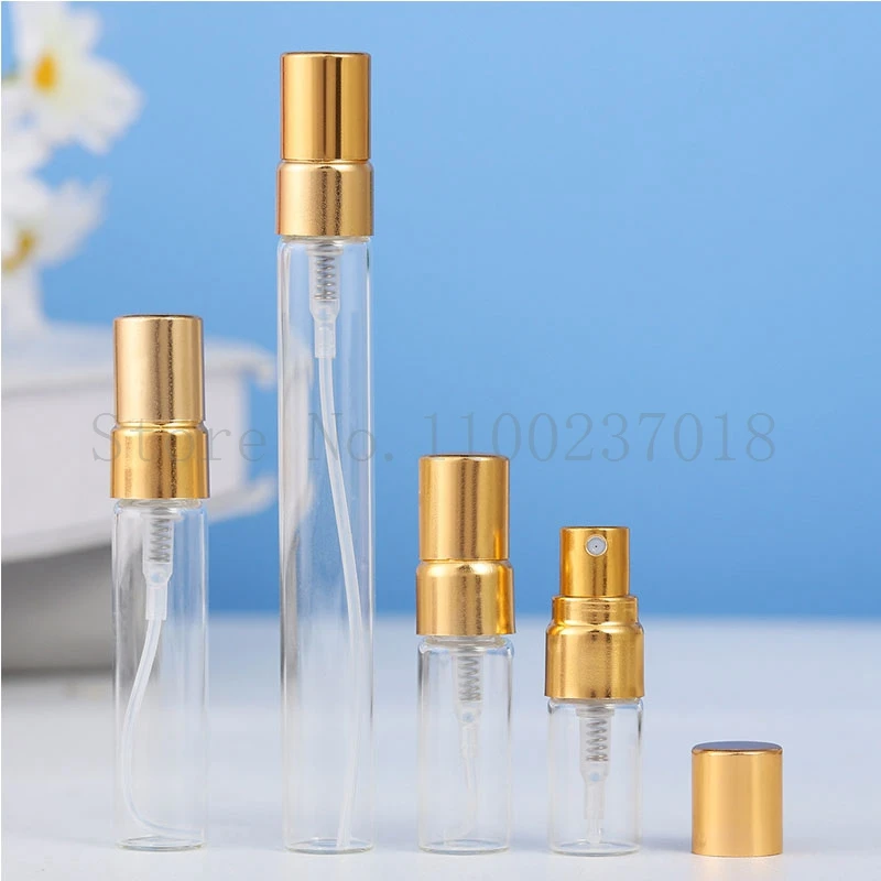 50pcs/Lot 2 3 5 10ml Mini Portable Colorful Glass Perfume Bottle With Aluminum Atomizer Empty Cosmetic Containers For Travel