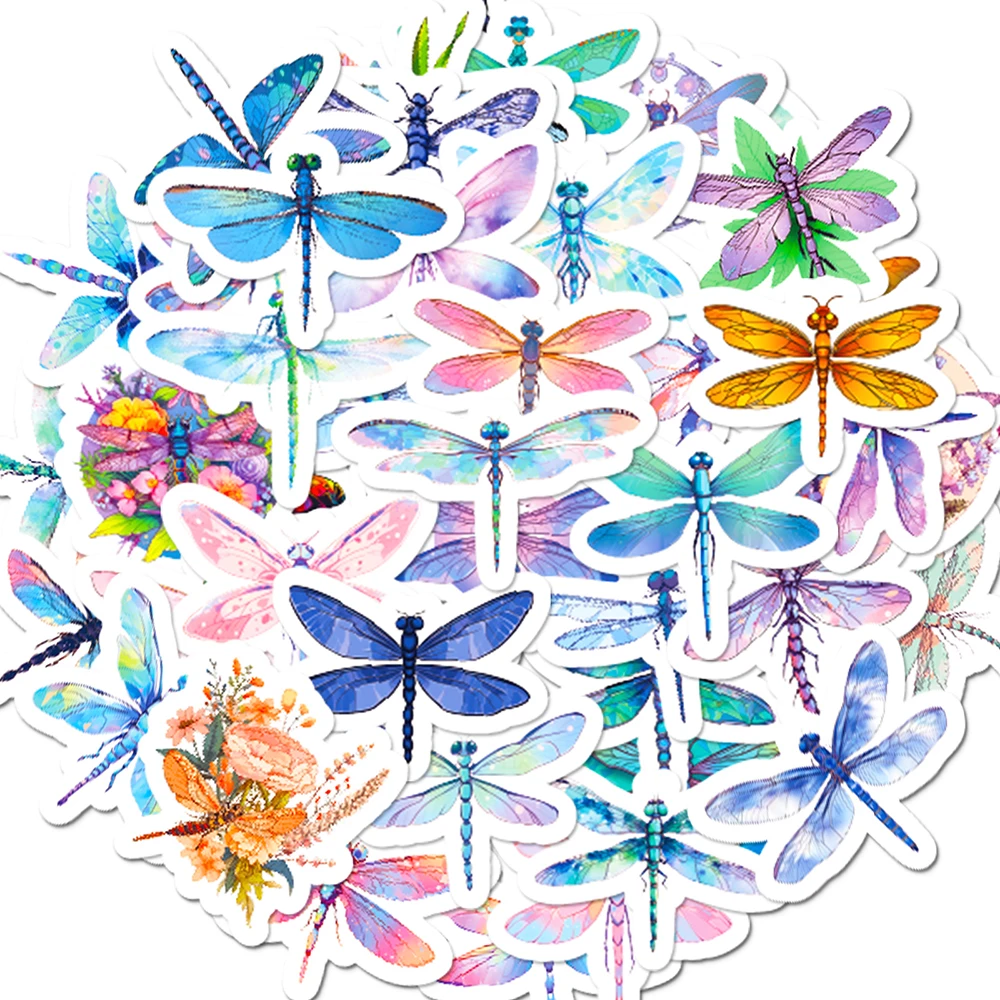 

10/50pcs Cartoon Colourful Dragonfly Insect Stickers Pack for Kids Scrapbooking Diary Wall Laptop Car Decoration Sticker Decal