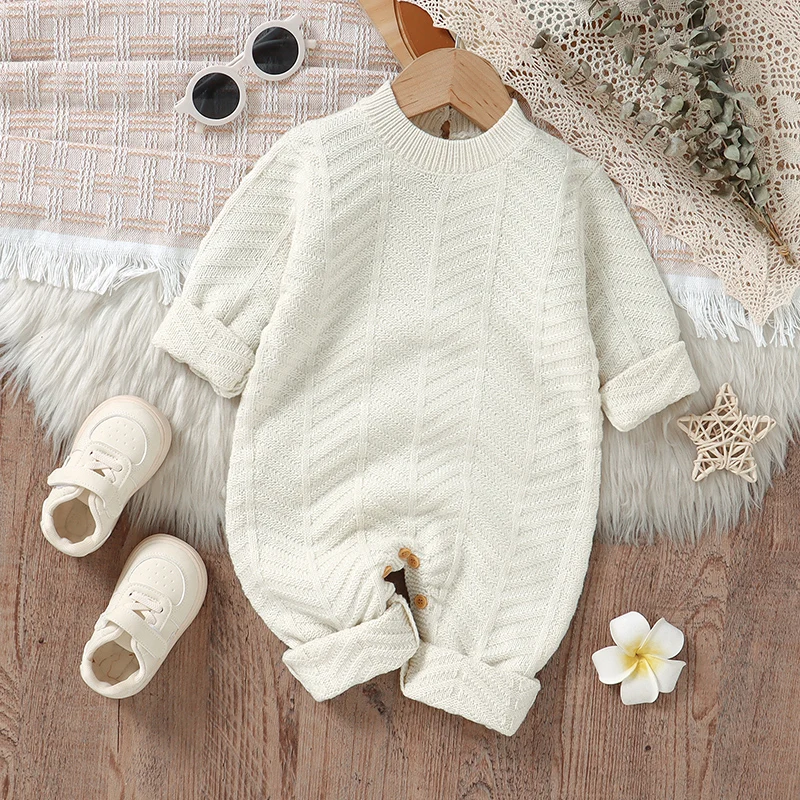 

Winter Baby Boys Rompers Clothes Casual Outwear Newborn Infant Long Sleeve Jumpsuits Outfits Solid Knitted Toddler Child Outfits