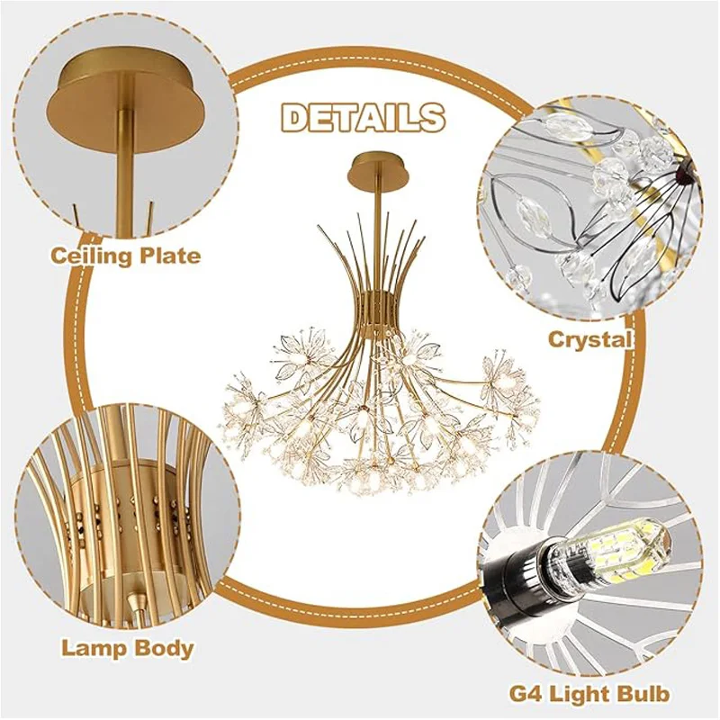 Imagem -06 - Modern Dandelion Shaped Led Chandelier Petal Shaped Lamp Body Dining Table And Shop Decoração Luminárias