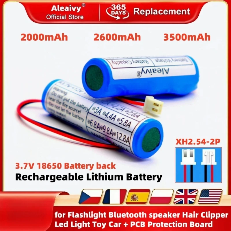 

New 2pcs 3.7V 18650 3500mAh Lithium Battery for Flashlight Bluetooth Speaker Hair Clipper Led Light Toy Car Rechargeable Battery