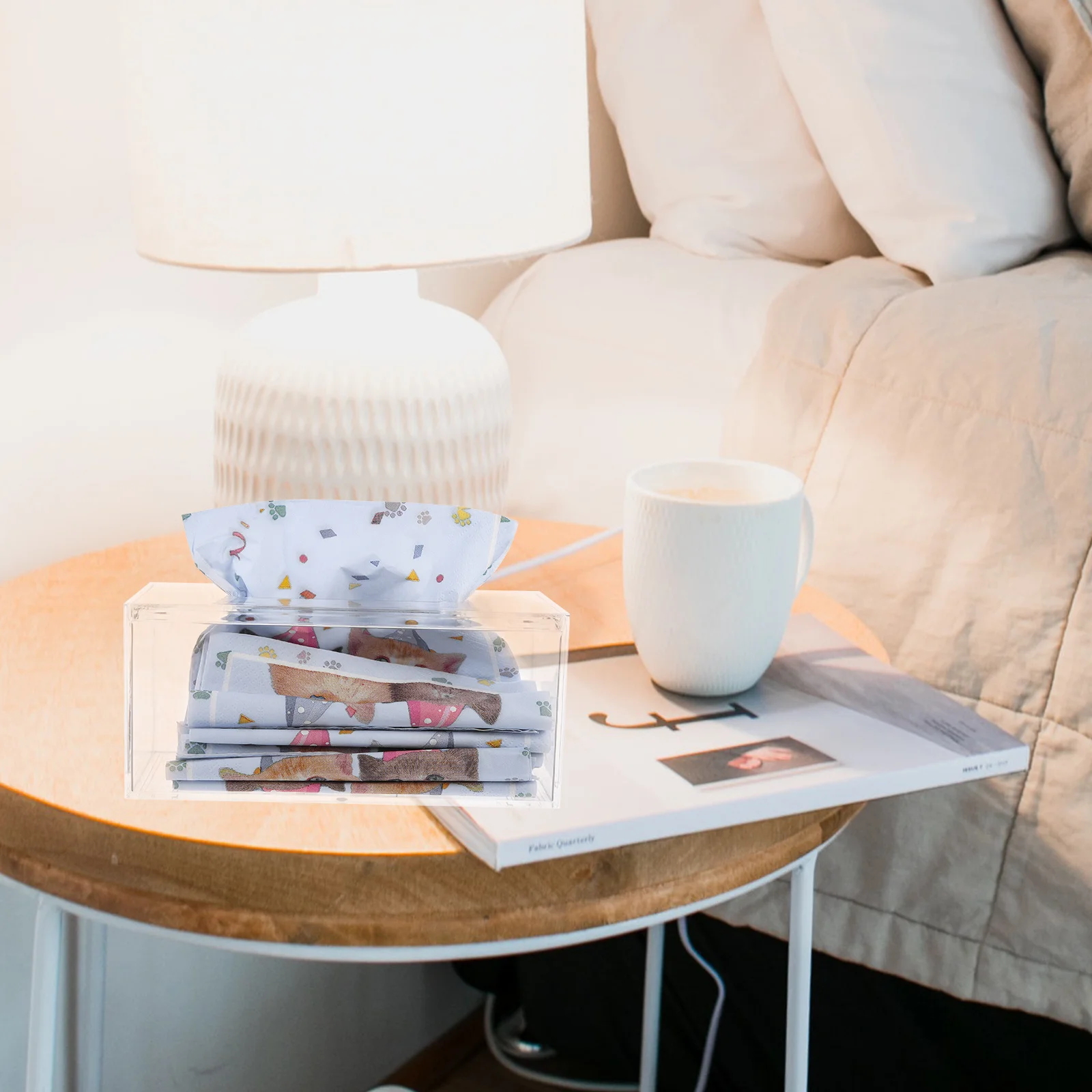 صندوق مناديل على شكل فليب، تصميم أنيق من الأكريليك الفاخر، سهل الاستبدال، حامل المناشف الورقية، سطح المكتب، استخدام الأنسجة الشفافة