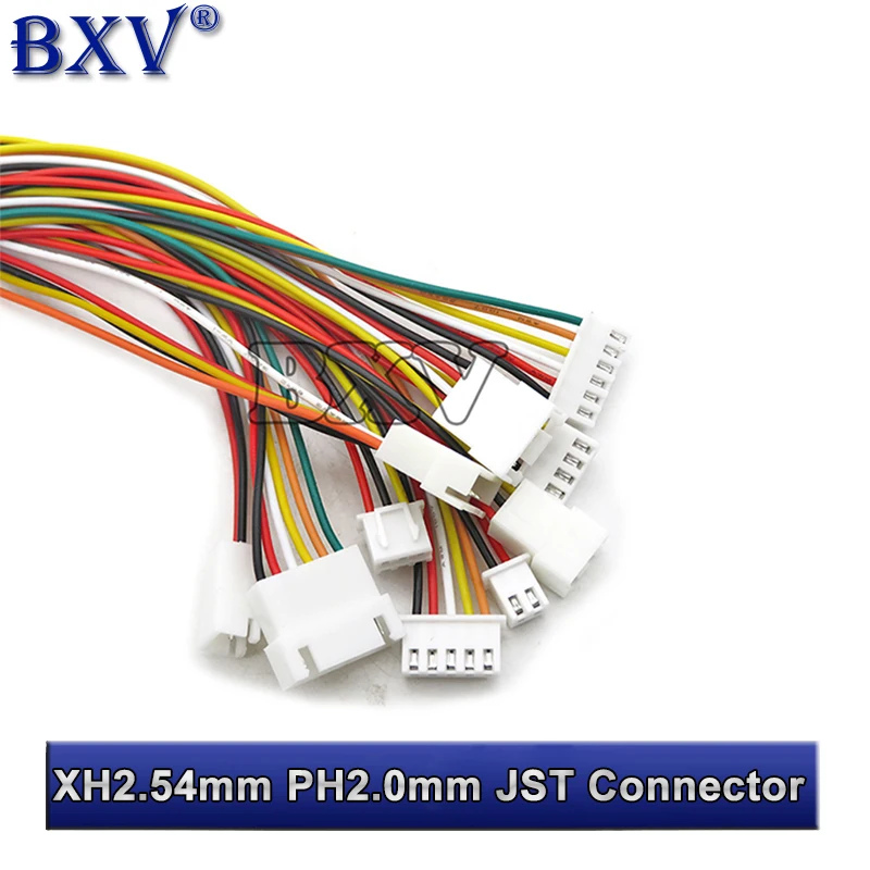 20CM XH2.54mm PH2.0mm JST Connector  2P 3P 4P 5P 6P 7P 8P 9P 10P Female Socket Cable + Male Plug JST Terminal Pitch 2.0mm 2.54mm