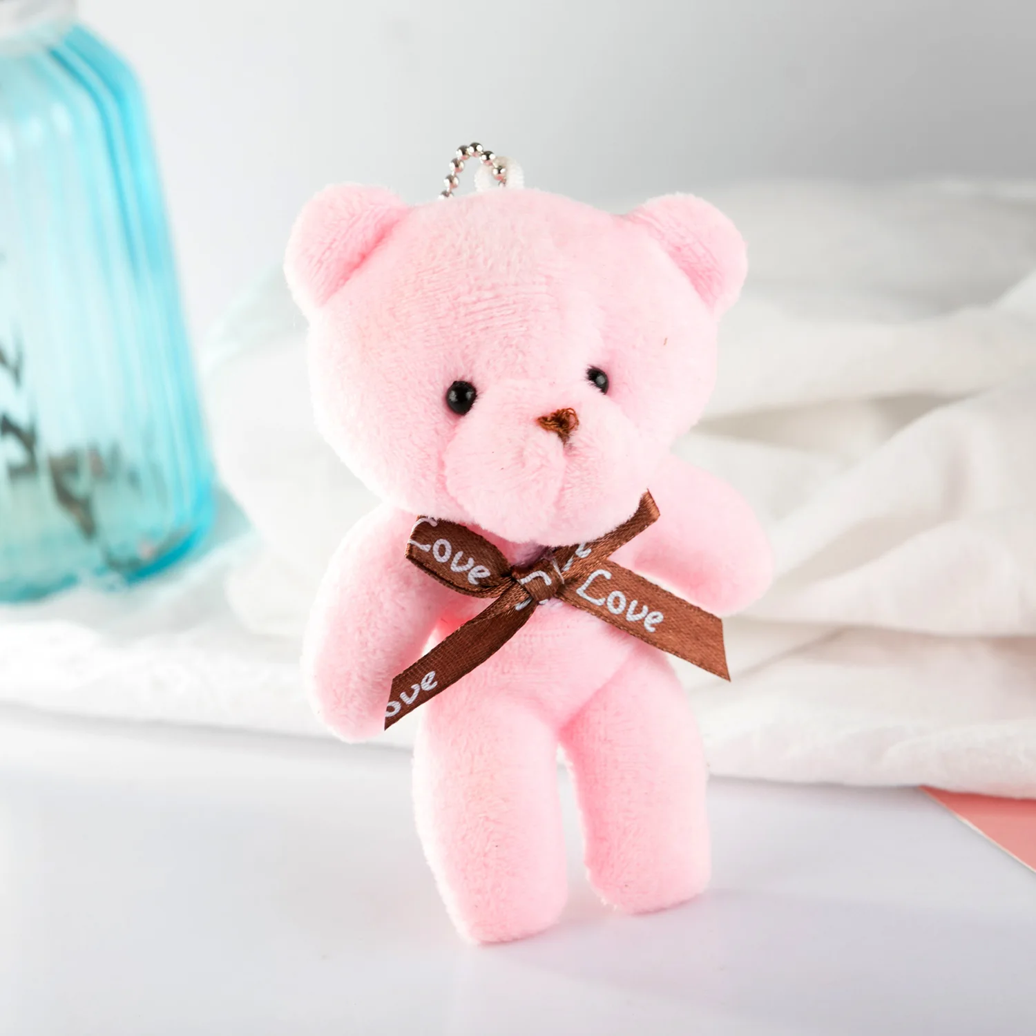 30 stks schattige teddybeer knuffel sleutelhanger kawaii mini beer dier gevulde pop speelgoed voor meisje tas hanger sleutelhanger kinderen cadeau