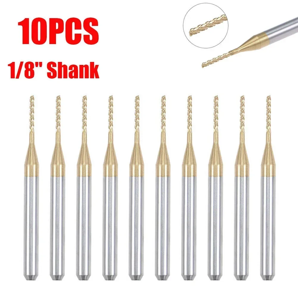 10 stks Boor Set 1mm Jas Carbide Frees Graveren CNC Frezen 1/8 "Schacht Graveren Gereedschap