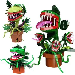 MOC Audrey Piranha Plant Building Block Chomper Potted Plants Horrors Flower Model Bricks Assemble Toys Children Collect Gift