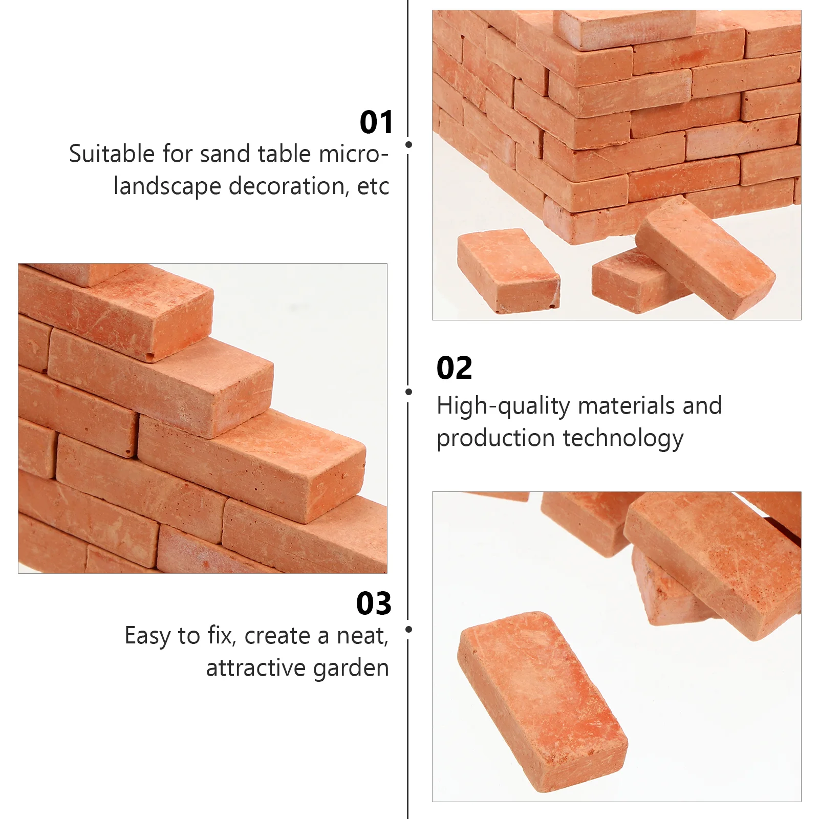 50 Pcs Simulated Brick Wallpaper Micro Landscape Accessories House Clay Mini Supplies Toddler Small