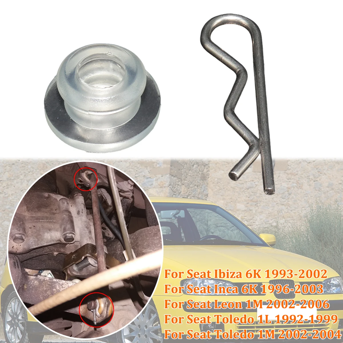 For Seat Leon 1M Ibiza 6K Manual Gear Shift Lever Bushing Linkage bearing bush Securing Spring Gearbox Shifter End Rod Selector