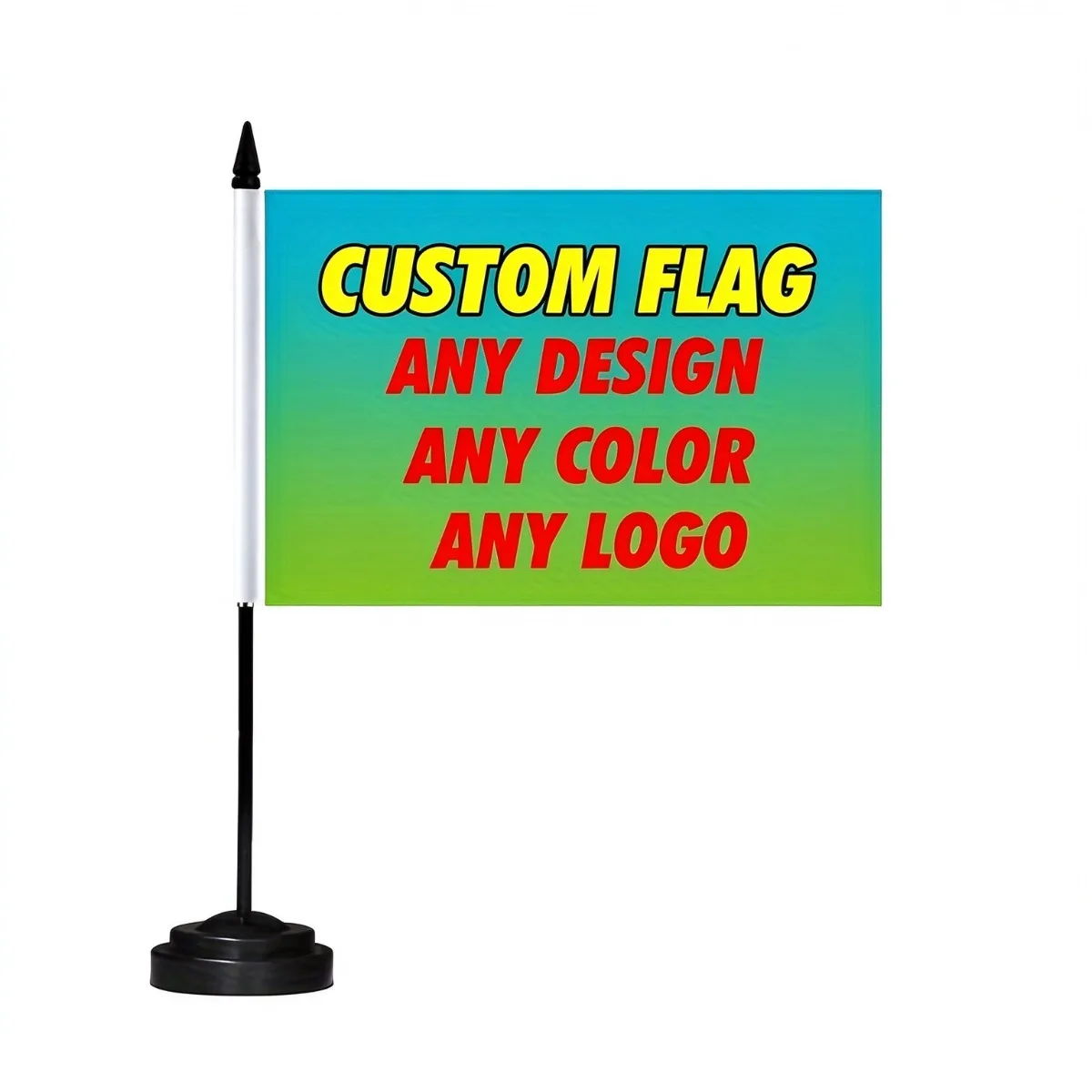 Custom Desktop Flag 8.27x5.51 Inch Personalized Pattern Single Sided With 11.02 Inch Pole And Black Base