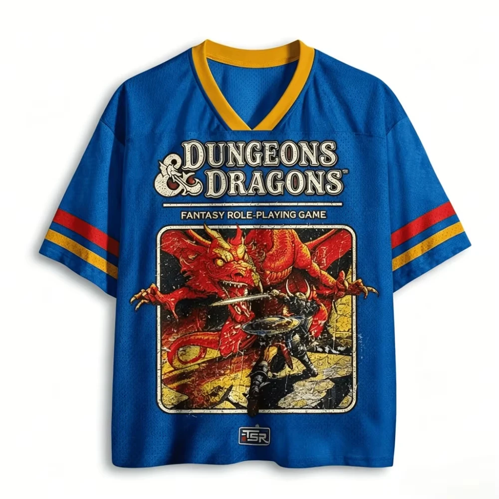 Retro Dragon Dungeon Sports Schnelltrocknendes Atmungsaktives 3D-Druck Herren V-Neck T-Shirt Street Fashion Hip-Hop Y2K Eltern-Kind-Kleidung – Detail 4