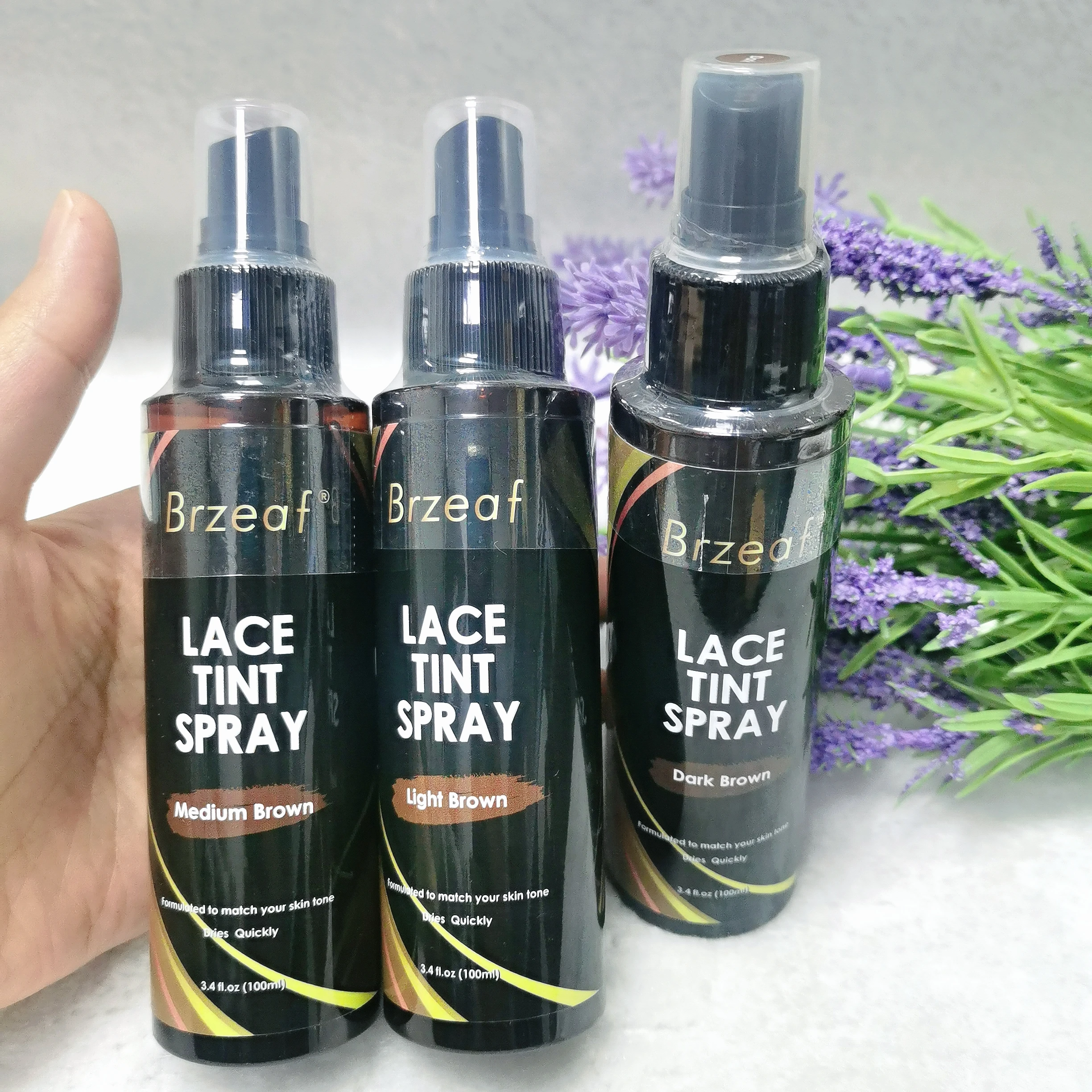 Lace Tint Spray For Lace Wigs Light Brown Middle Brown  Dark Brown Lace Tint Spray For Closures, Wigs And Closure Front 100Ml