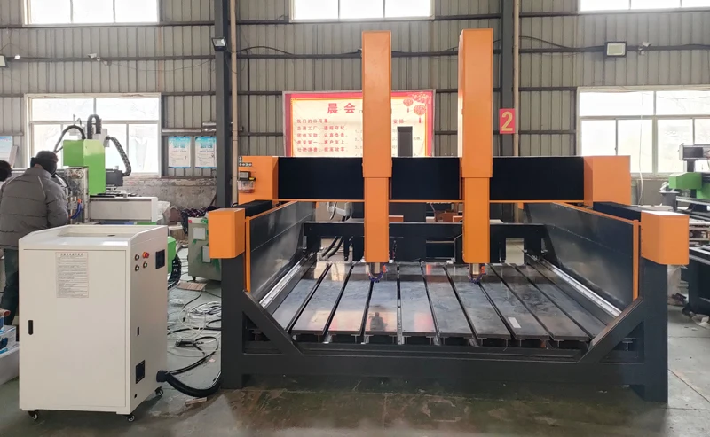 Dual Independent Head CNC Stone Carving Machine, an Integrated Flat Carving Equipment,suitable for Marble and Granite Processing