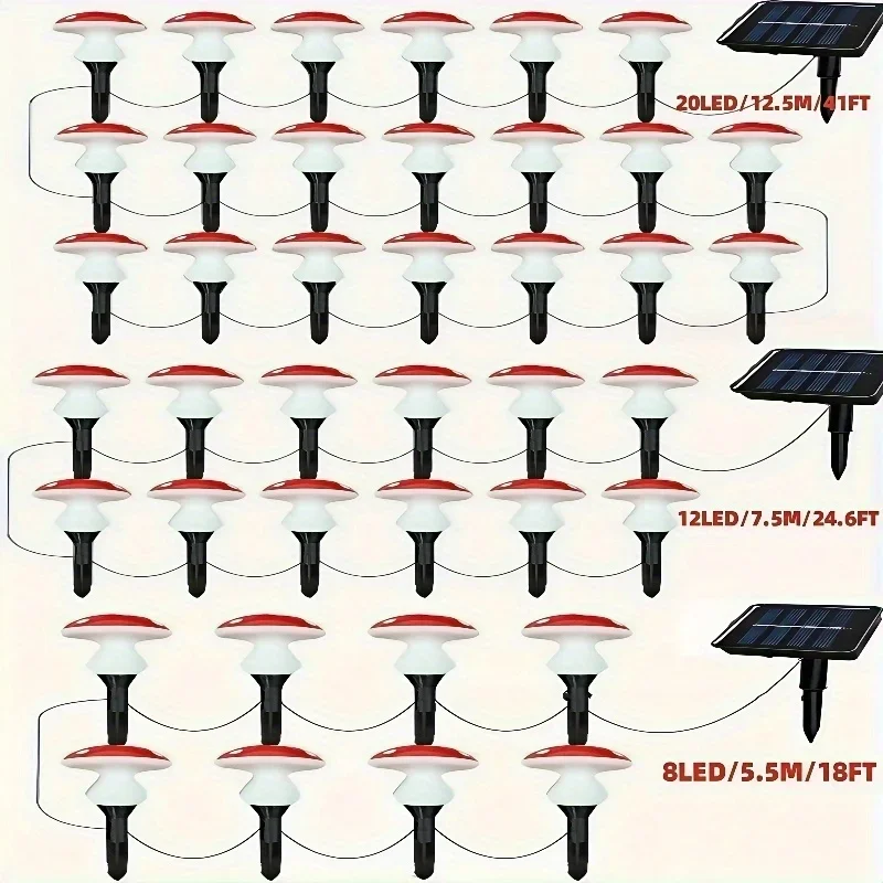 8/12/20LED luci solari per il percorso dei funghi lampada LED impermeabile per esterni, luci paesaggistiche per giardino, prato, cortile, percorso, decorazione per terrazza