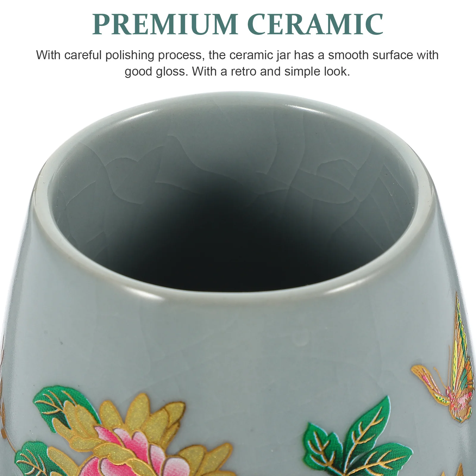 

Ceramic Tea Canister Storage Jar Sealed Lid Multipurpose Coffee Bean Holder Loose Tea Holder Kitchen Storage Organizer