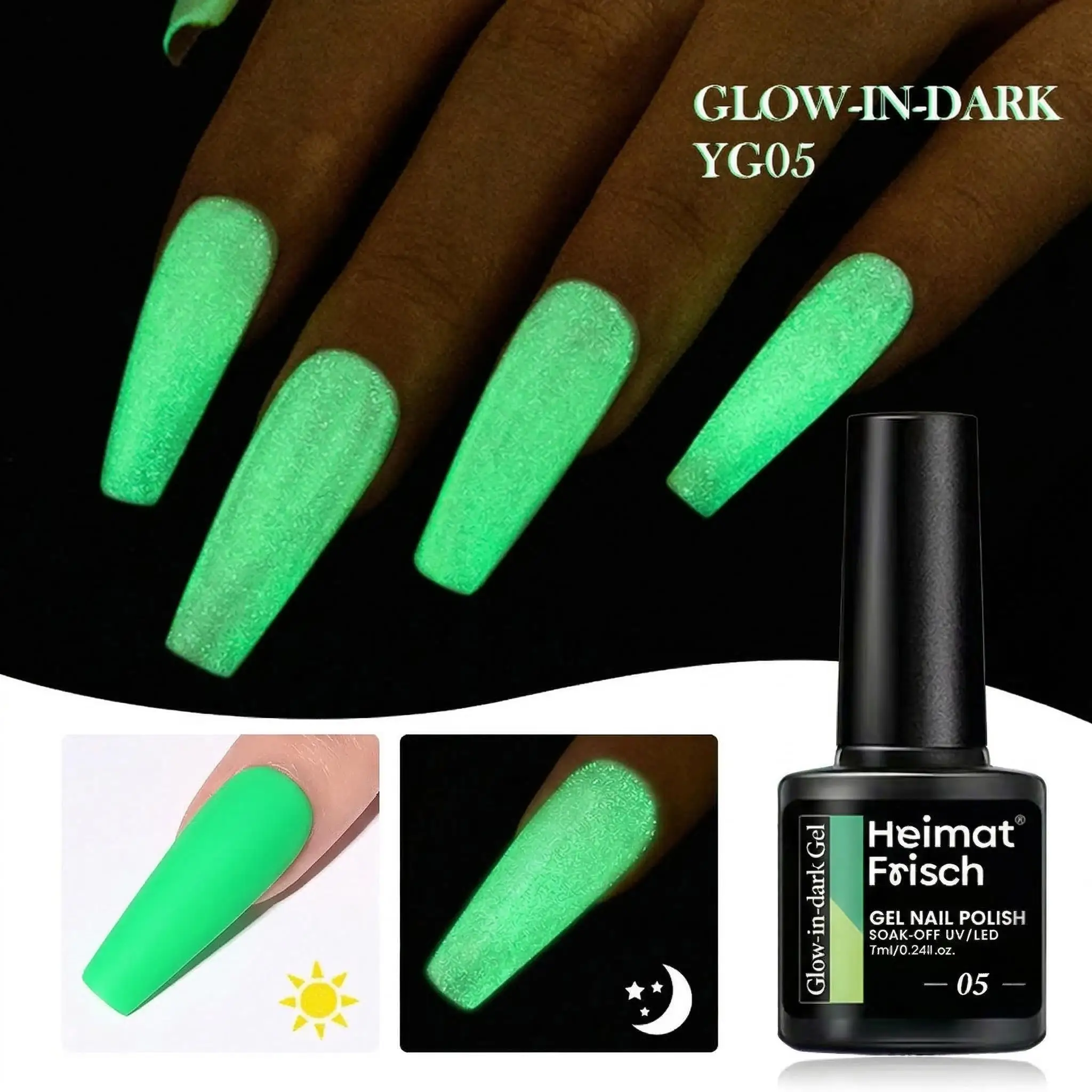 Heimat Frisch 7ml Luminous Top Coat Fluorescent Glow In Dark