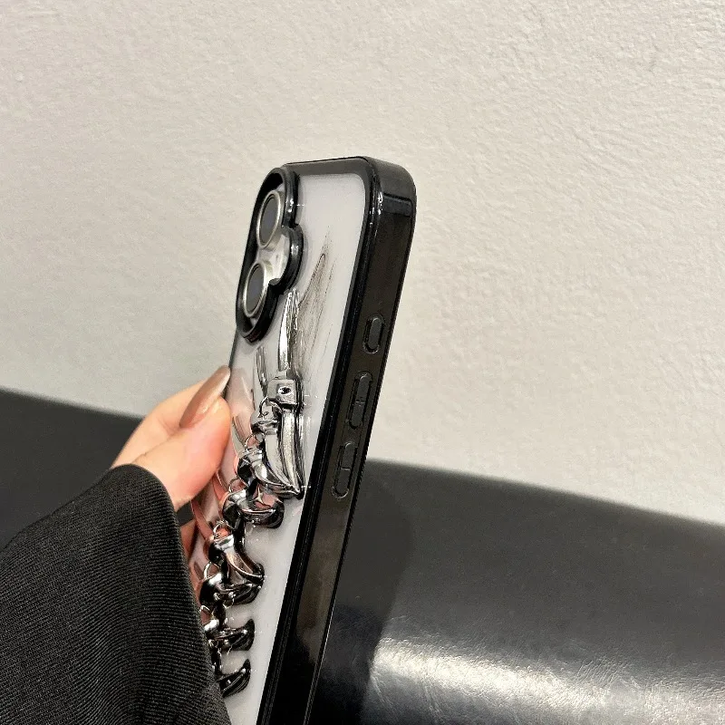 INS 3D Metall-Fischgräten-Handyhülle für iPhone 18 Pro 17 16 15 13 14 12 11 Pro Max, schicke Kamera-Schutz-Soft-Silikonhülle – Detail 9