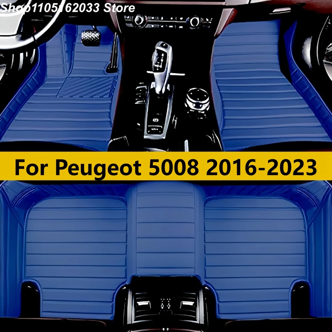 

Автомобильные коврики на заказ для Peugeot 5008 2016-2023, автоаксессуары, кожаный водонепроницаемый противоскользящий ковер для ног