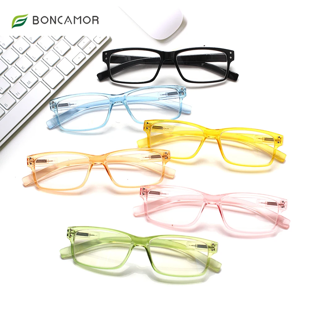 

Boncamor 6 Pack 2022 New Reading Glasses Blue Light Blocking Spring Hinged Men Women with Frame HD Presbyopia Optical Eyeglasses