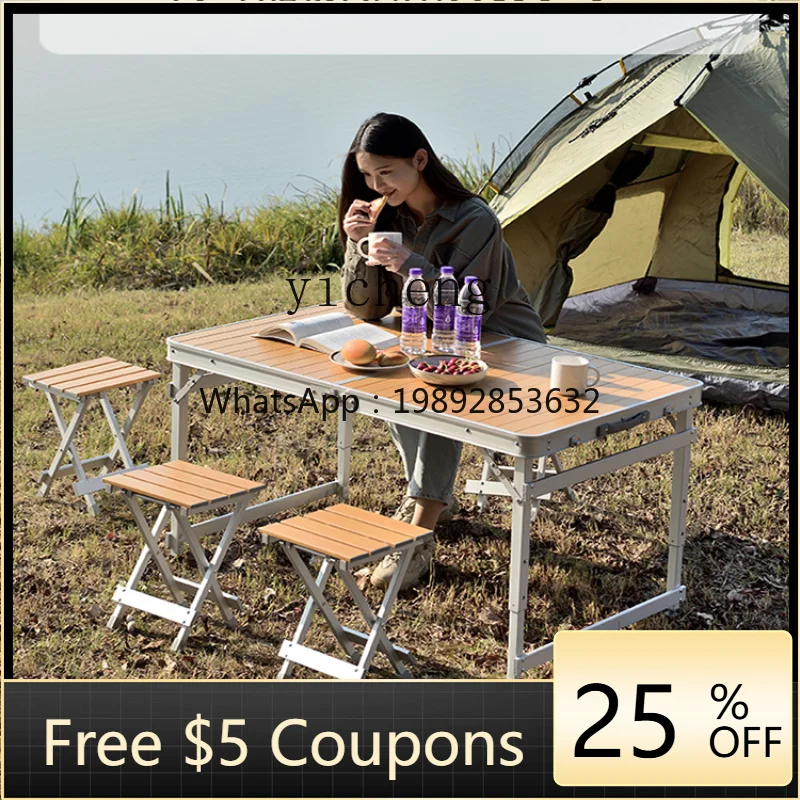 Extended 1.38 M Outdoor Aluminum Alloy Folding Table and Chair Outdoor Dining Table and Chair Home