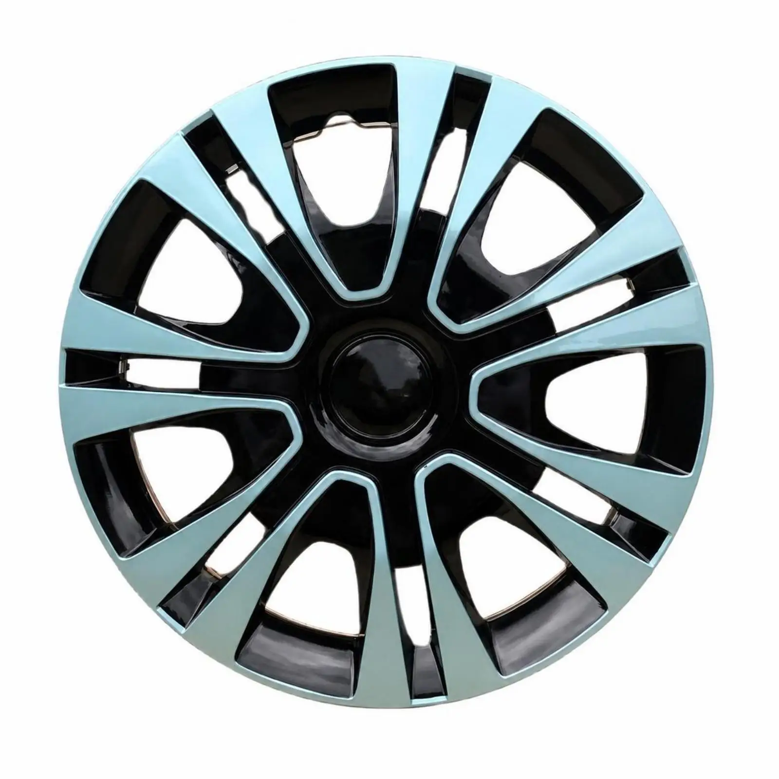 Stylish Car Wheel Hub Cover Rubber for Rim Guarding with KY Silver Black Glossy Spoke Pattern