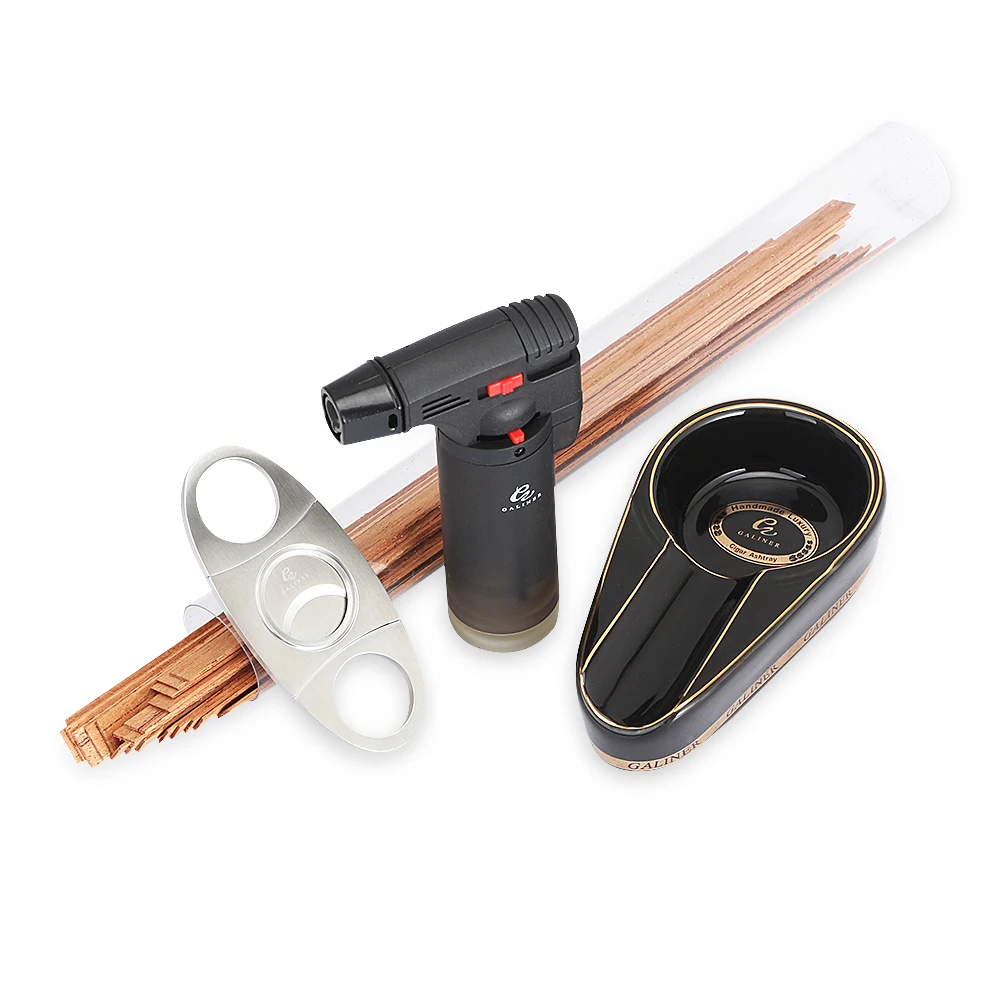 

GALINER бутановая газовая горелка, зажигалка, резак для сигар, гильотина, портативная керамическая пепельница, набор аксессуаров для сигар