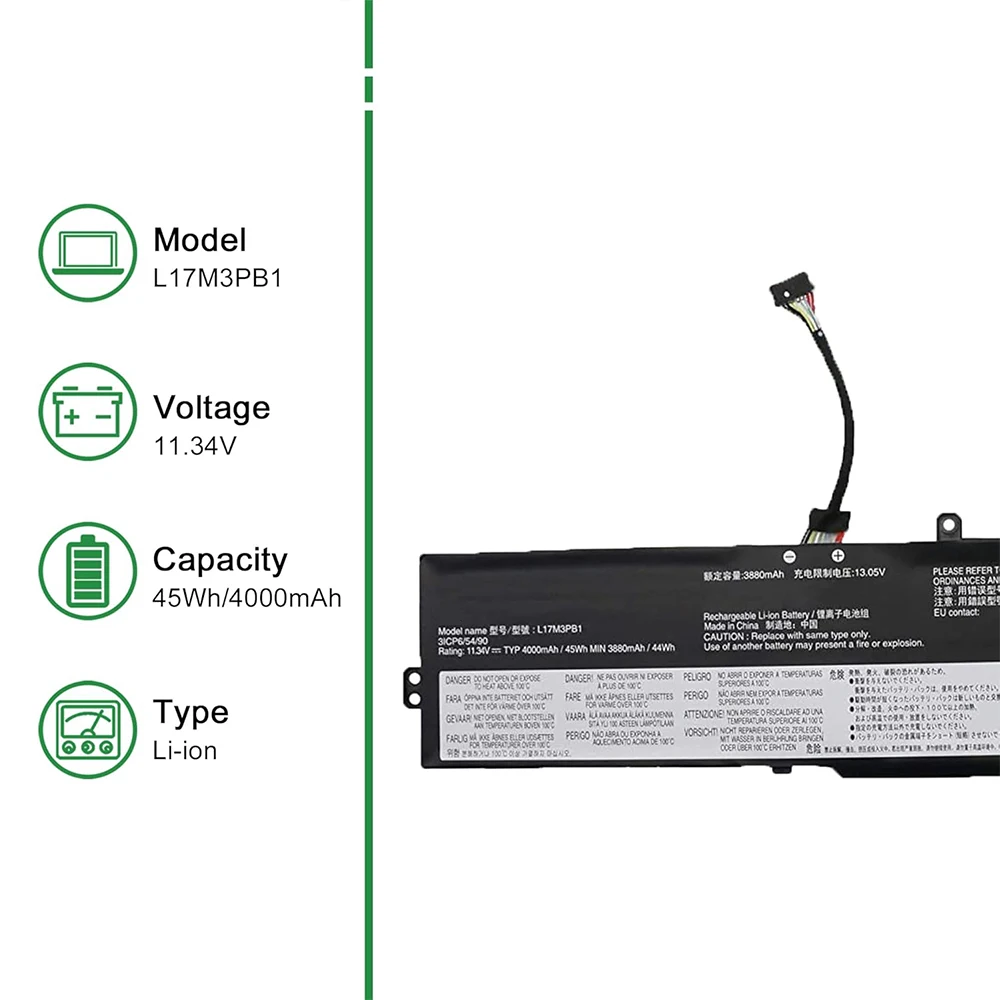 Batteria per Laptop muslimex per Notebook Lenovo IdeaPad 330-15ICH serie 330-17ICH muslimah L17C3PB0 5B10Q71252