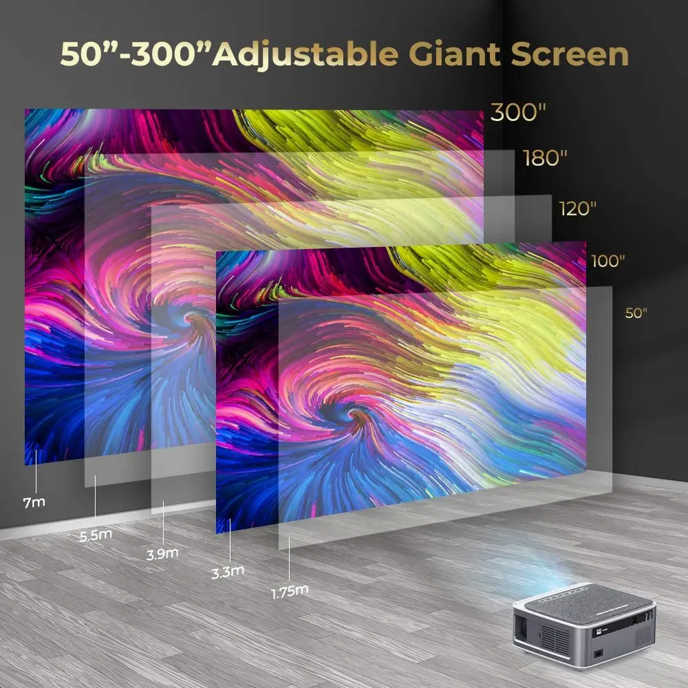 4 Inch Mini 1080p Wifi Smart Mobile  Home Theater Projectors For Indoor Or Outdoor
