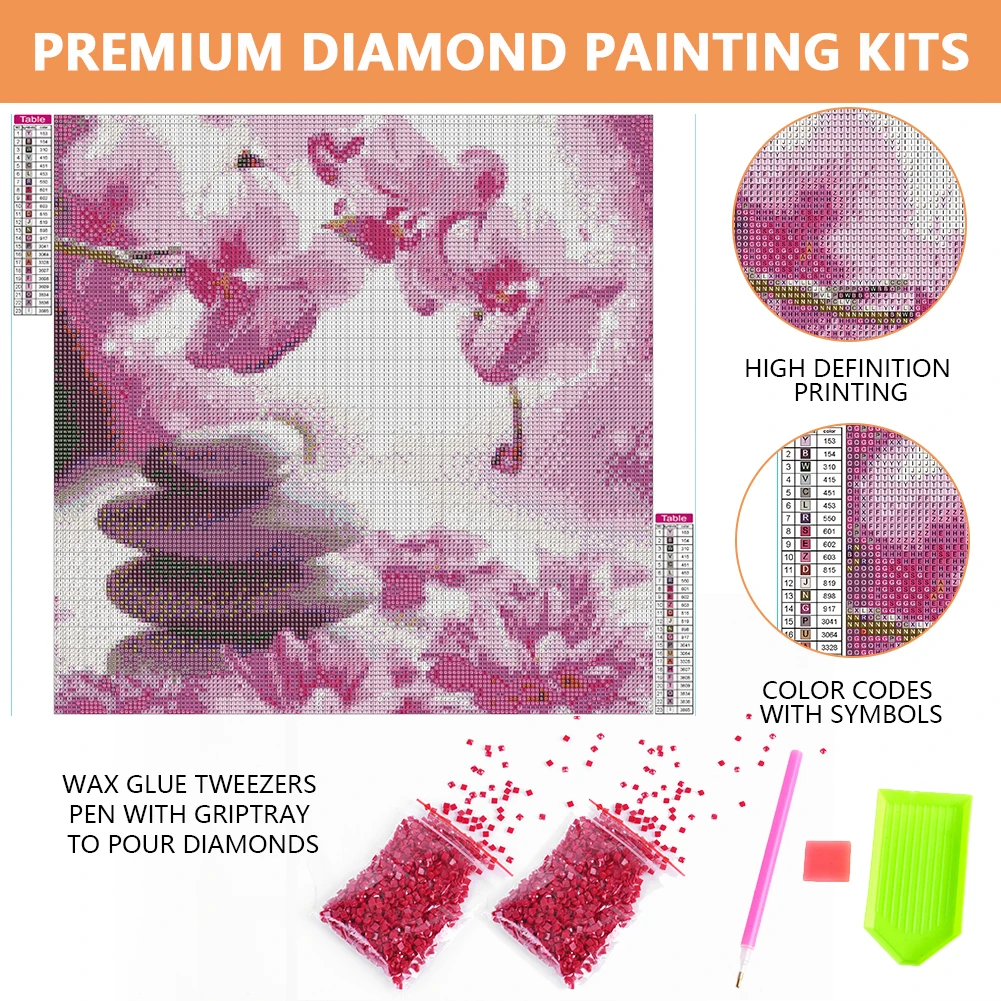 

5D DIY Full Square Drill Diamond Painting White Rose Kit Home Decor Art 95x50cm