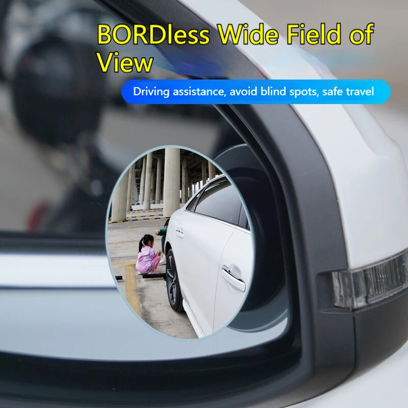 Blind Spot Mirror Car Auxiliary Rearview Convex Mirror 360 Degree Adjustable Round Frame Wide Angle Mirrors for Car Reverse