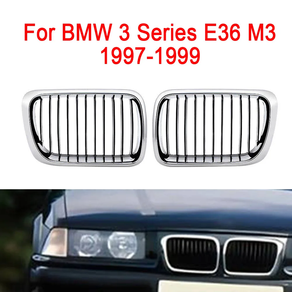 

Пара передних решеток радиатора (ноздри) хромированных, одинарная линия, для BMW 3 серии E36 M3 1997-1999, артикулы 51138195152, 51138195151