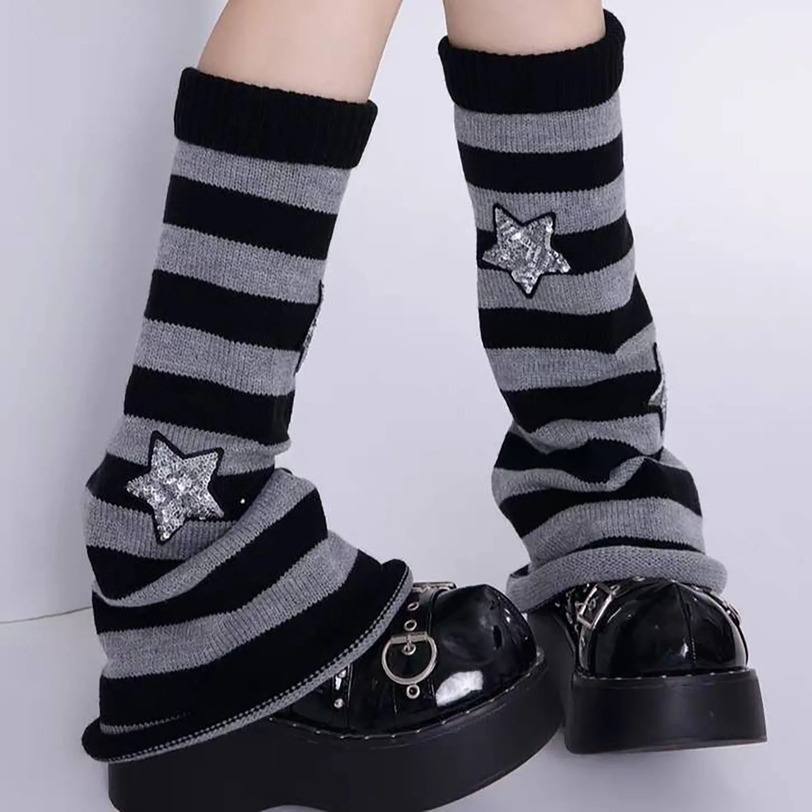 

Длинные носки в стиле Лолиты, красные, черные, в полоску, теплые рукава, осенне-зимние вязаные крючком носки, платье для улицы, аксессуары Y2K