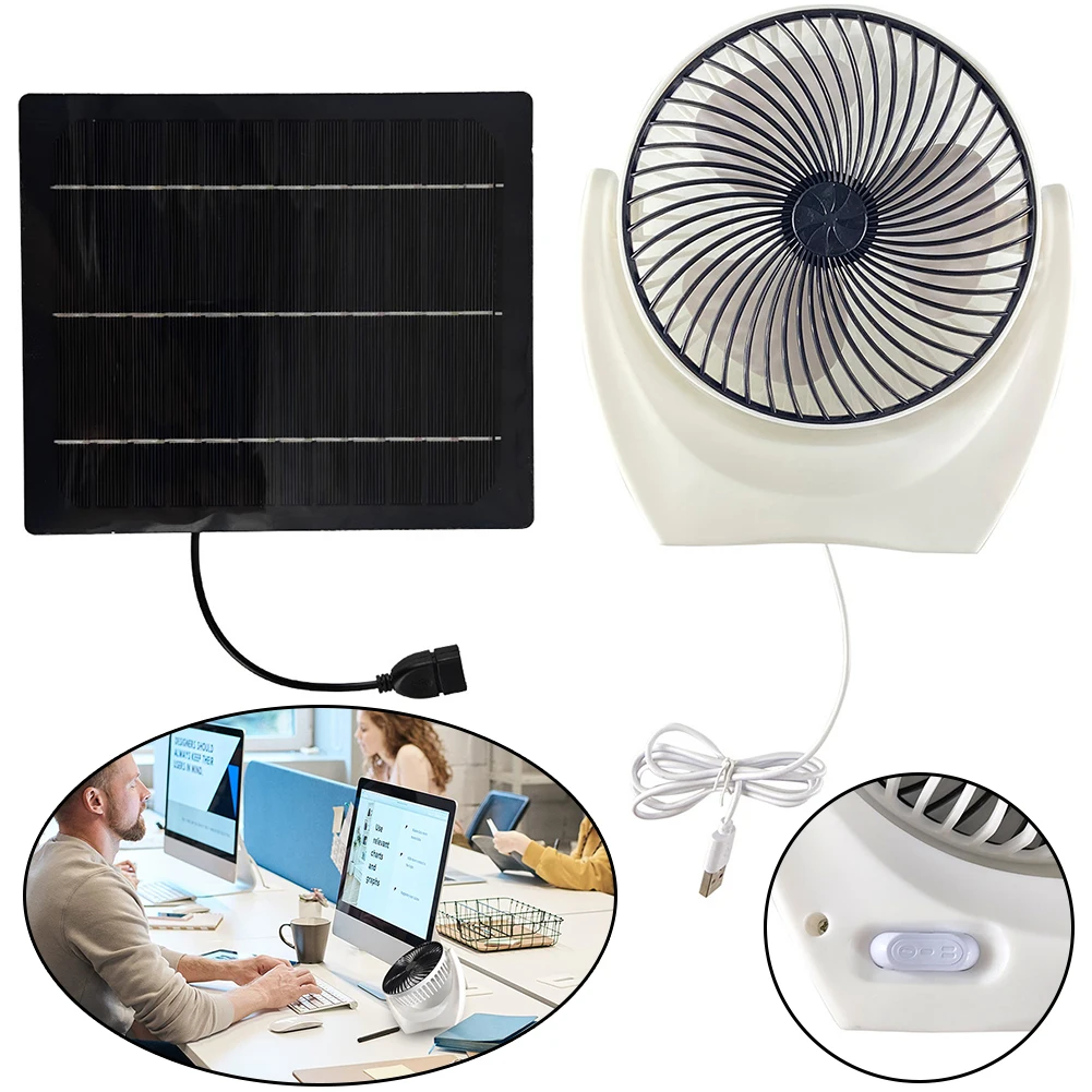 Solar Panel Fan Portable Solar Fan with USB Solar Powered Camping Fan Solar Charger Outdoor Fan for Camping Fishing Outdoors