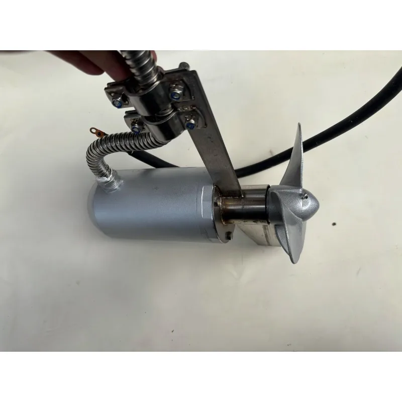 12V/24V Brushless Boat Trolling Motor with 28-Tube Clamp Mount & 18cm Aluminum Alloy Propeller for Inflatable Boat Conversion