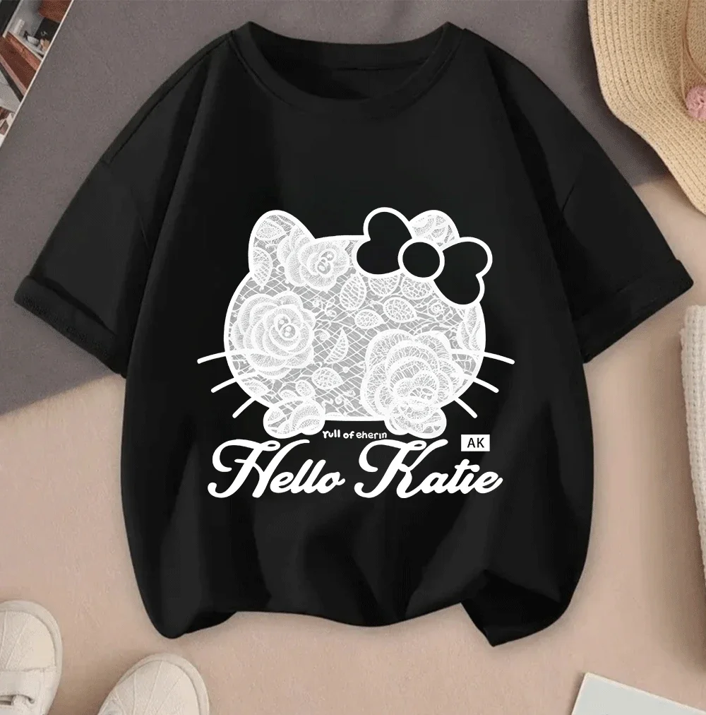 

Hot Sale Casual Summer Short Sleeve T Shirt 2026 Hello Kitty Cartoon Print 2D For Kids Teenagers Girls Boys